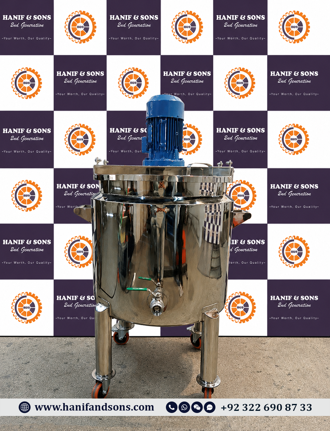 100KG Double Jacket Cooking Tank (Gas Burner) With Overhead Homogenizer Mixer by Hanif and Sons